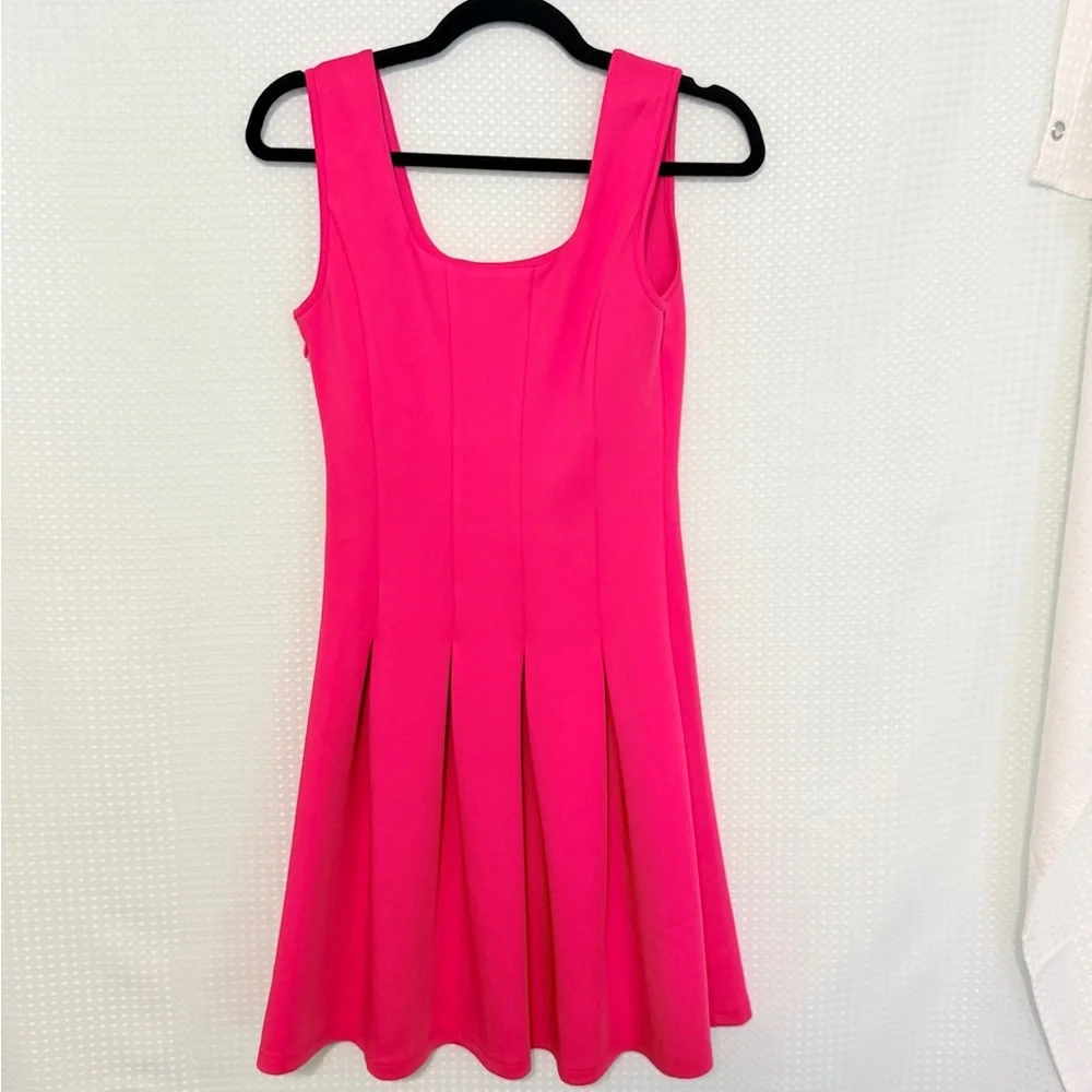 Boston Proper Pink Scuba Fit Flare Dress Pleated Skirt Sleeveless Size 2 NWT - Picture 5 of 8